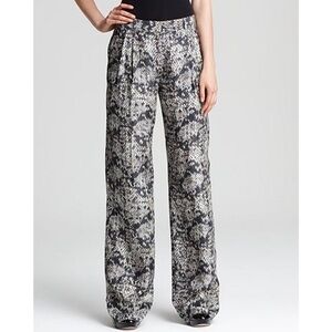 THEORY Emmanuel 100% Silk Snake Lace Animal Print Wide Leg Designer Pants M 6 8